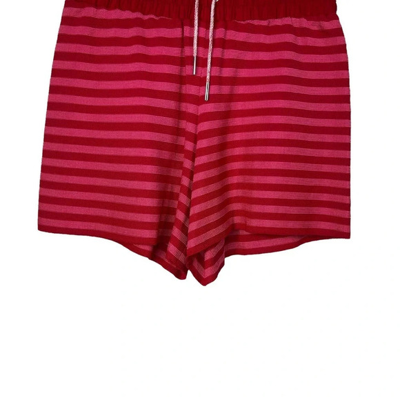 Sandro Red and Pink Striped Knit Drawstring Shorts Size 1 / US Small - Picture 3 of 11